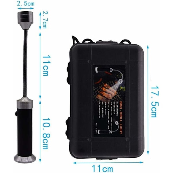 Grillivalosetti, 2 kpl LED-grillivaloja magneettijalustalla, 360 asteen kierto, joustava säädettävä grilliin, retkeilyyn, juhliin, ulkoiluun - A KLB