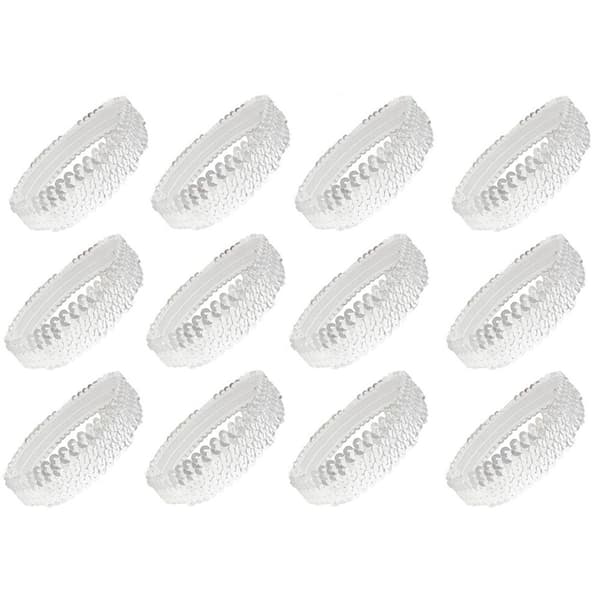 12 Sequin-hårband elastiska stretch glitter mode pannband vita