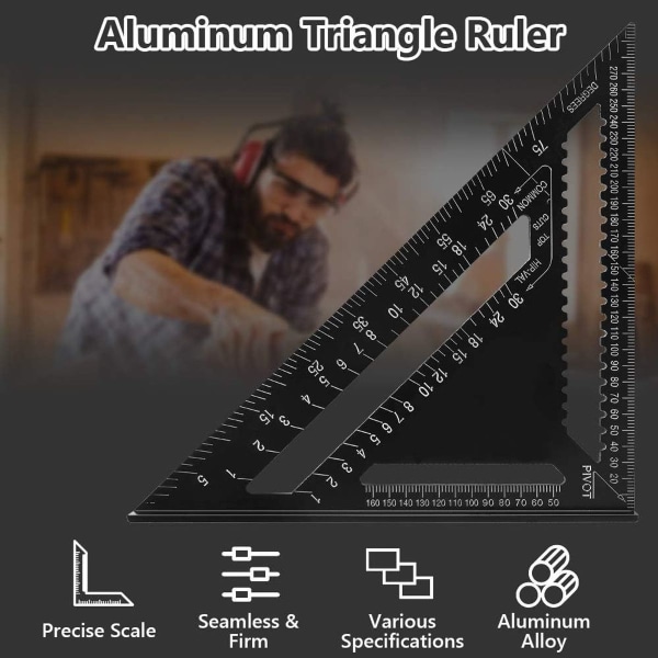 Trekantlinjal Metrisk Prøv Firkantet aluminiumslegering Triangel Precision KLB