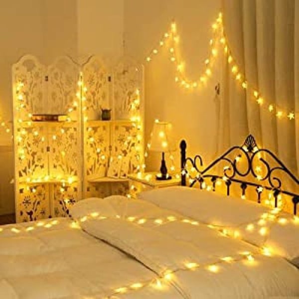 LED-feelysslynger stjerner 30 stk. batteridrevet til fest, have,