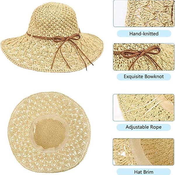 Solhatt Foldbar Sommer Solbeskyttelse Strandhatt med Bred Bremm