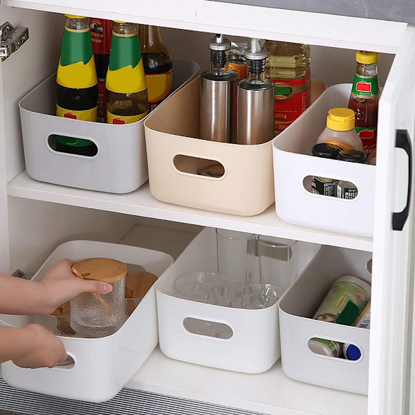 Oppbevaringskurv i plast, bestikkoppbevaringskurv, stabelbar med håndtak, 25 KLB