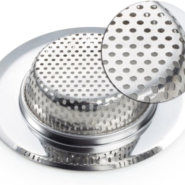 Drain strainer set of 2, stainless steel kitchen sink medium/9cm