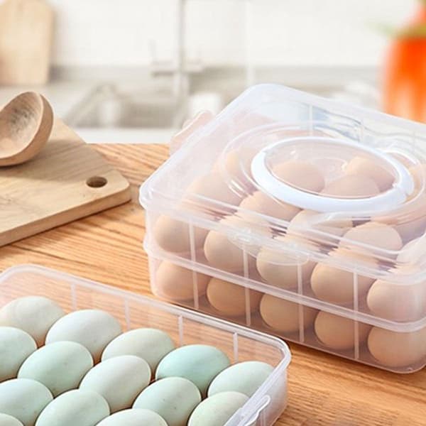 Egg holder, 3-lags egg brett med lokk, egg bæretaske, dispenser KLB