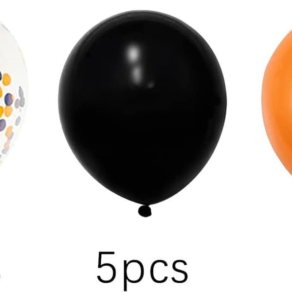 12\" Konfettifyldte Balloner i Orange og Sort til Halloween