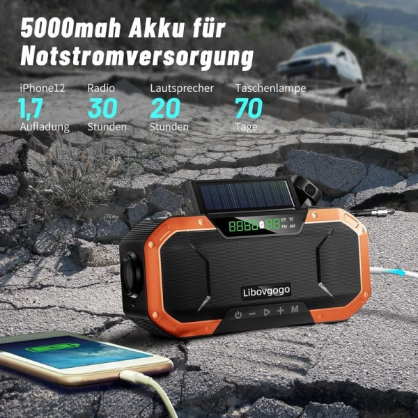 Nødradio Sprøjtesikker Bluetooth Højttaler Bærbar