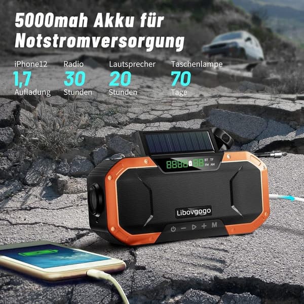 Nødradio Sprutsikker Bluetooth-høyttaler Bærbar
