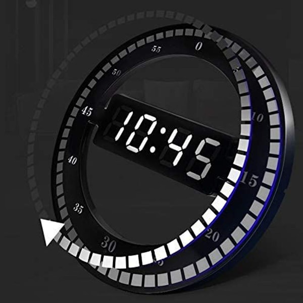 Hiljainen LED-digitaalinen pöytäkello Musta elektroninen seinäkello Pyöreä pöytäkello makuuhuoneeseen