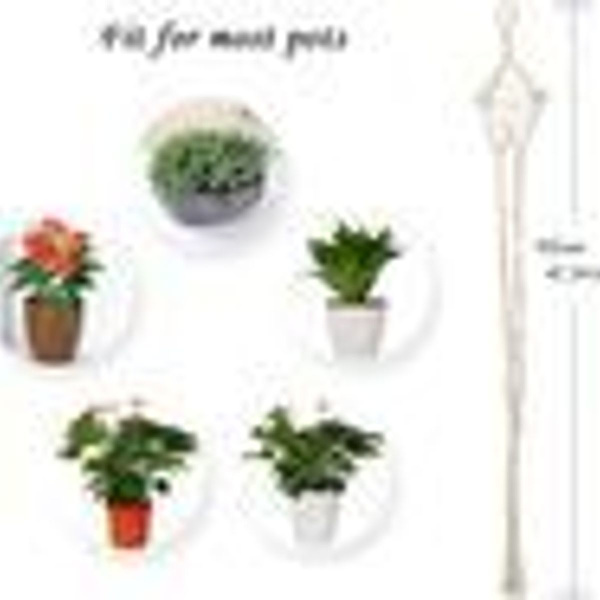 Set med 4 macramé hängande korgar, bomullsrep hängande korgar, blomkrukeväxter