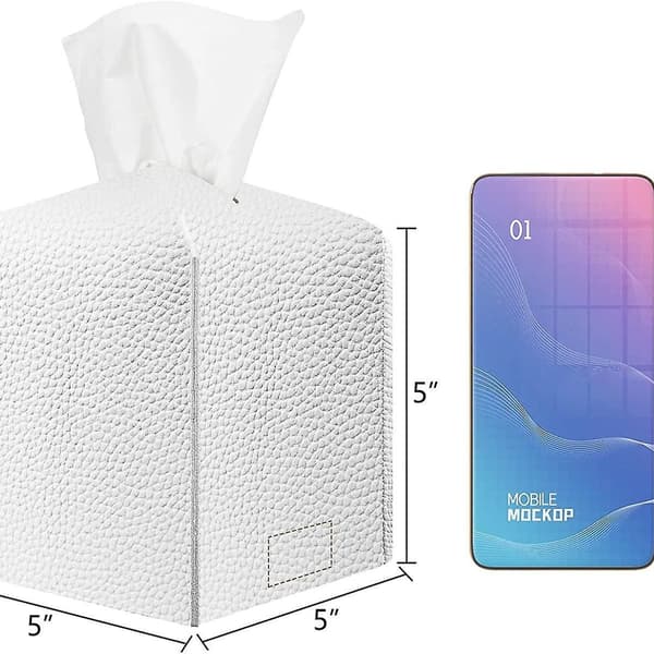 3 stk. firkantet dekorativ PU læder tissue box