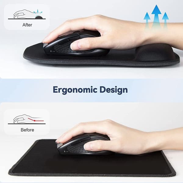 2 stk musematte med håndleddsstøtte Ergonomisk smertelindring Svart