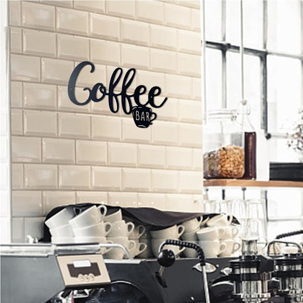Metallhängande skylt Kaffestation Utskuren bokstavsskylt - Bästa presenten