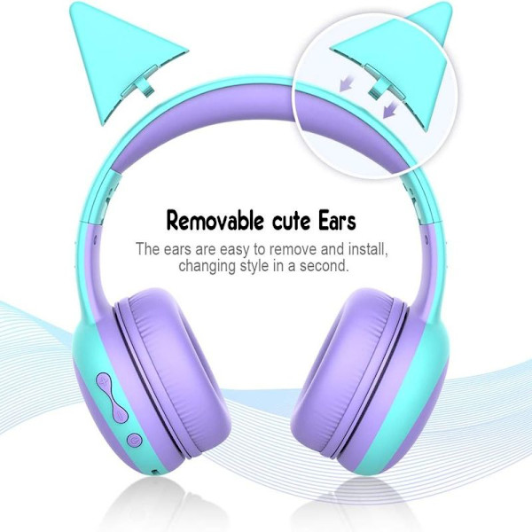 Barnens Bluetooth-headset med mikrofoner Lila
