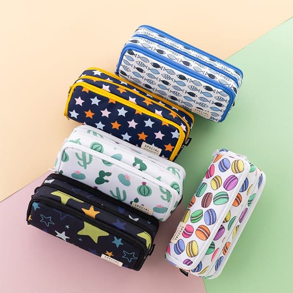 Pencil Case Stor Kapacitet 3 Rum Linned Pencil Case Stil 3 KLB