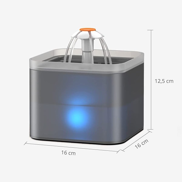 Kattvattendispenser, super tyst kattvattendispenser 2L, med LED-ljus, KLB