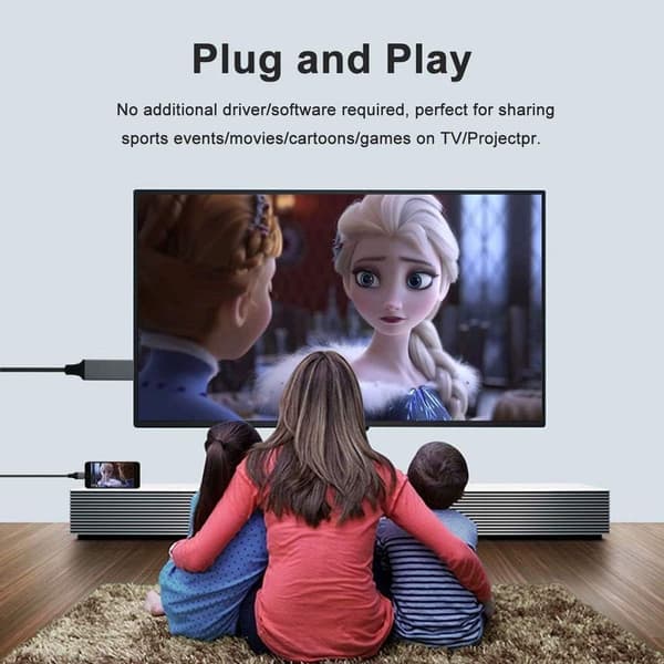 Apple MFi-sertifisert] Lightning til HDMI-kabeladapter Svart