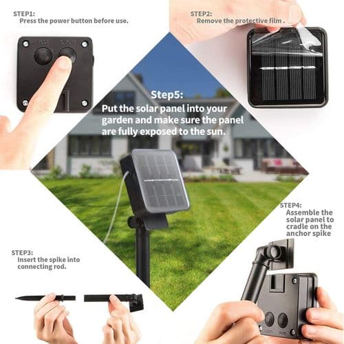 Solcelle-lyskjede, 50 søte honningbi-LED-lys, 7M/24Ft 8 moduser
