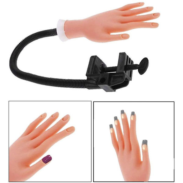 Nagelövningsmodellhand, nageldisplay manikyrtillbehör, flexibel rörlig