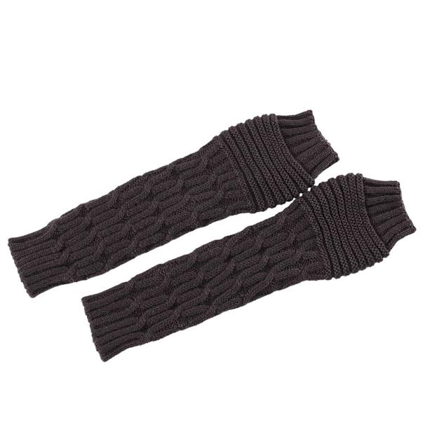 Dam vinter varma över armbåge långa fingerlösa stickade halvfinger öppna mörkgrå KLB