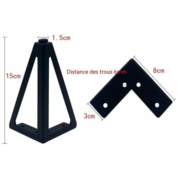 Udskiftning af metalmøbelben, sort, 15 cm
