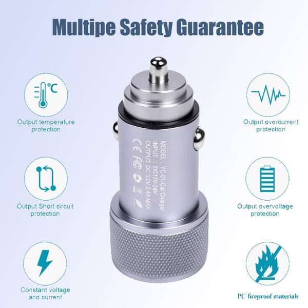USB-oplader Metal Mini Billader Dual USB Billader med KLB