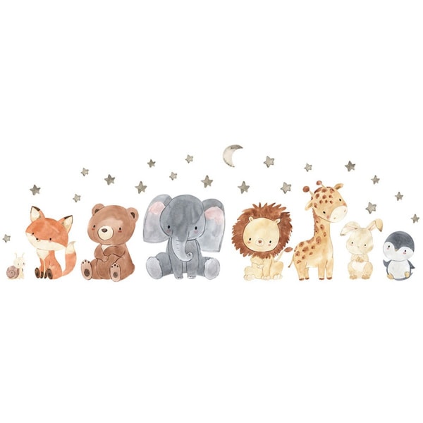 Skovdyr Ark Wall Stickers - Bear Fox Deer Wall Stickers - Baby Room Klasseværelse KLB