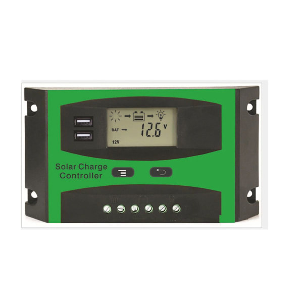 Solcelle-kontroller, dobbel USB LCD-skjerm, solcelleopplading, utlading KLB