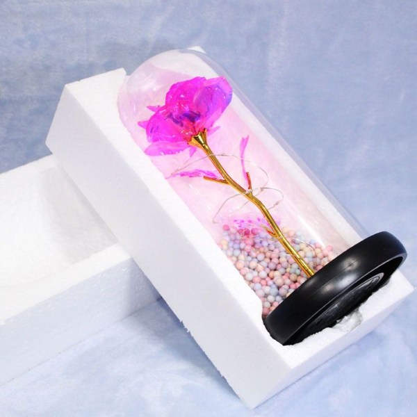 LED decorative roses and LED lights in glass dome rose kit for home decoration, birthday