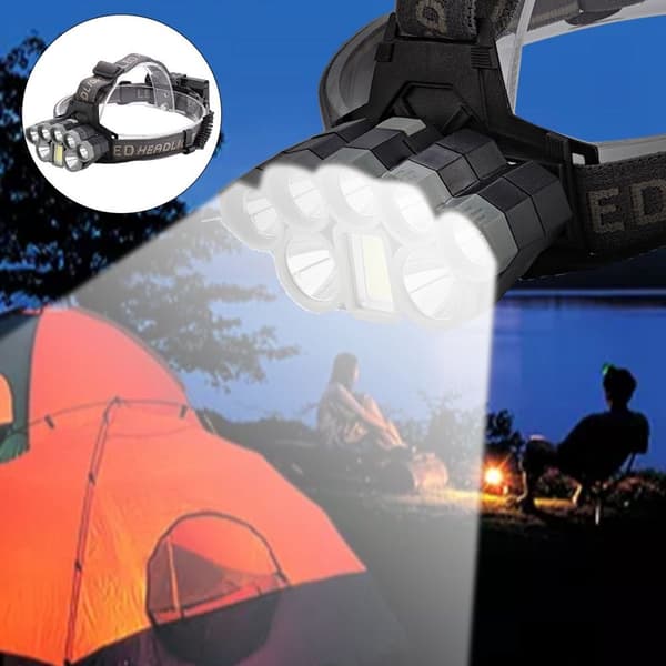 USB-lading, 8 LED-frontlykter, utendørs hodelykt lommelykt KLB
