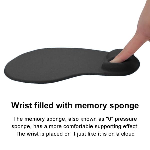 Musematte Minneskum Håndleddsstøtte Ergonomisk Sklisikker Mus Svart