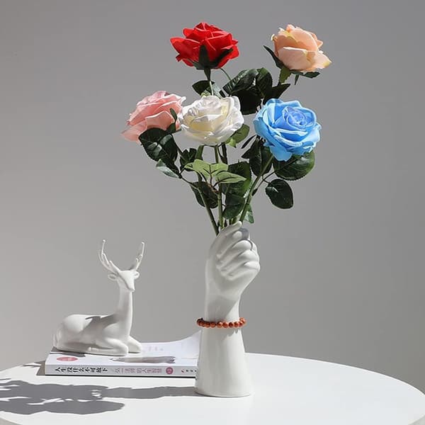 Hvid keramisk håndknoppervase til hydrofoniske blomster