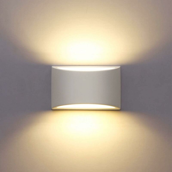 Vägglampor inomhus, vit LED-vägglampa 7W varmvit modern gipsvägglampa för sovrum hem korridor vardagsrum KLB