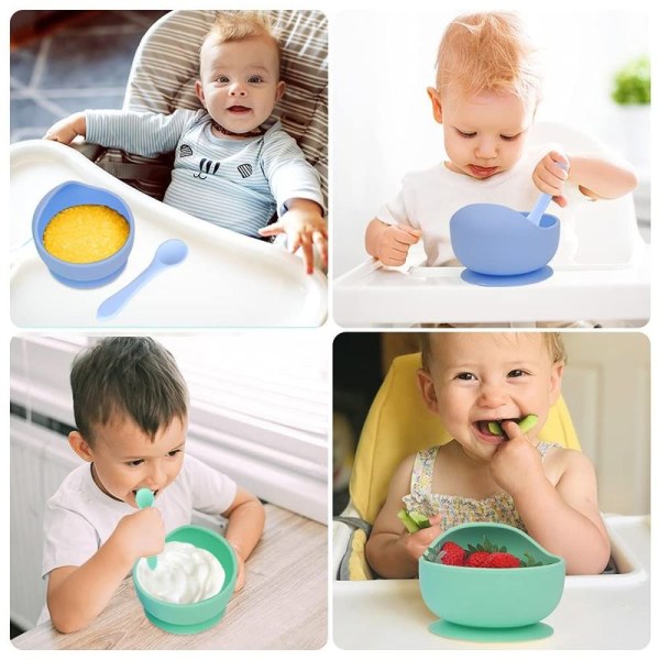 Pakke med 2 babysæder, silikonefoderskåle til børn og