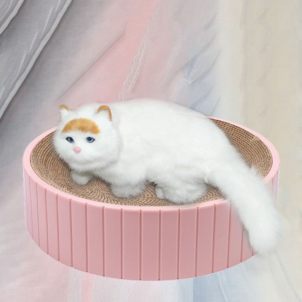 Pyöreä raapimislauta kissoille valkoinen: kestävä vaaleanpunainen raapimismatto KLB