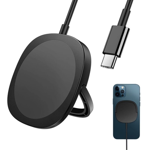 Magnetisk trådløs oplader kompatibel med MagSafe Sort