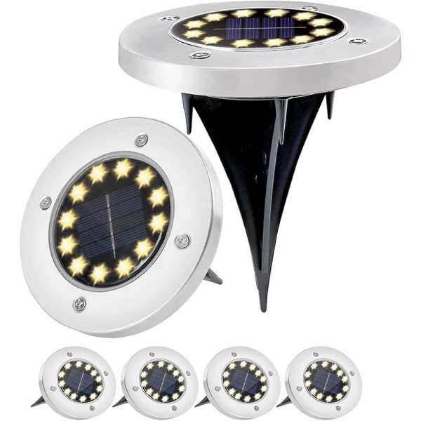 12 LED solcelled jordlys, vandtætte til have, terrasse, sti, indkørsel, terrasse KLB