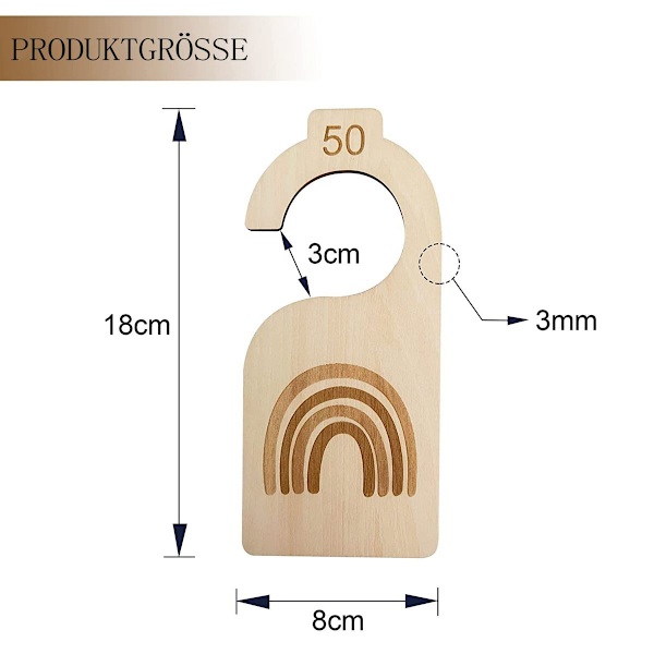 VaJa Baby Wooden Size Separator, 7 Clothing Sizes, 50-86, Wardrobe Sorting by