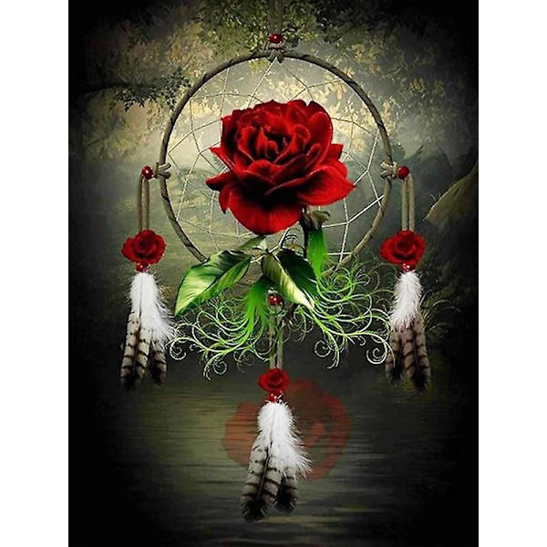 30x40cm 5d Diamantmålning Set för Barn-Rose Dream Catcher, Diamantbroderi, Målning Set