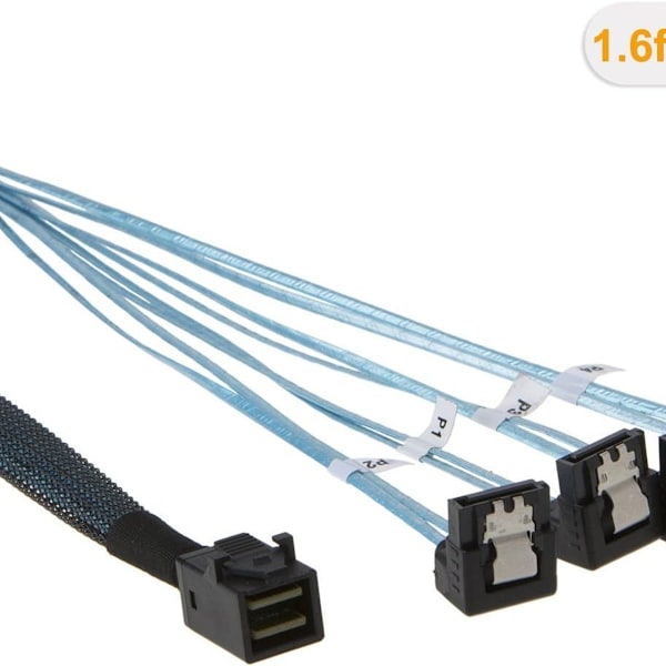 Intern HD Mini SAS (SFF-8643 värd) - 4X SATA (mål) 0,5 MB