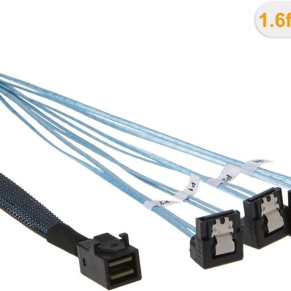 Intern HD Mini SAS (SFF-8643 vert) - 4X SATA (mål) 0,5 MB