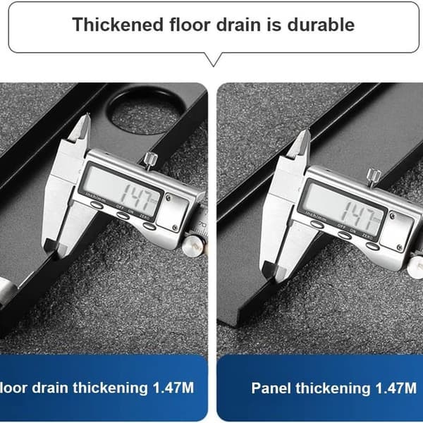 12\" Lineær Bruserafløb Flad Flisebelagt Sort 304 Rektangulær Brusergulvafløb
