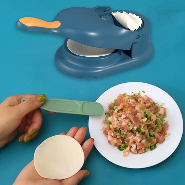 Knytningsform för dumplings, enkelt verktyg för dumplingstillverkare och dumplingspress, blå