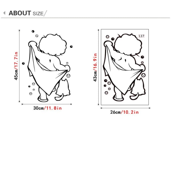 Kylpyhuoneen hauskat pojat suihku kylpyhuoneen seinätaidetarra vinyyli tarra (43*26CM)