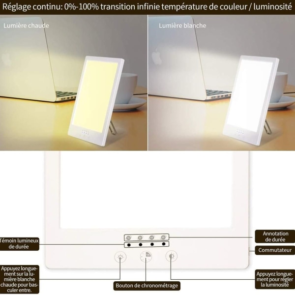 Dagslyslampe 12000 lux, LED-fototerapilampe, simulering av dagslys KLB