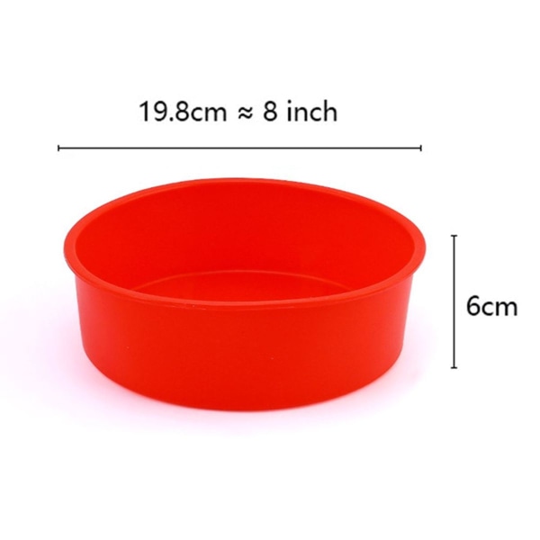 8" Round Silicone Bread Mold Cake Pan Round Baking Red KLB