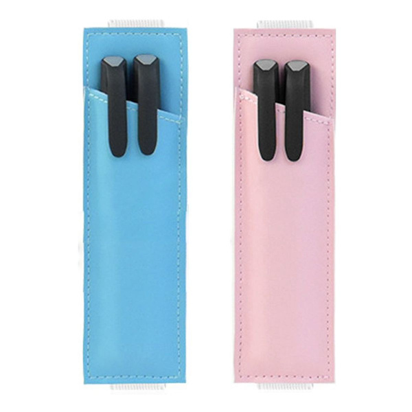 2 st pennfodral i läder, pennhållare, accessoarer, elastiska, blå + rosa, KLB