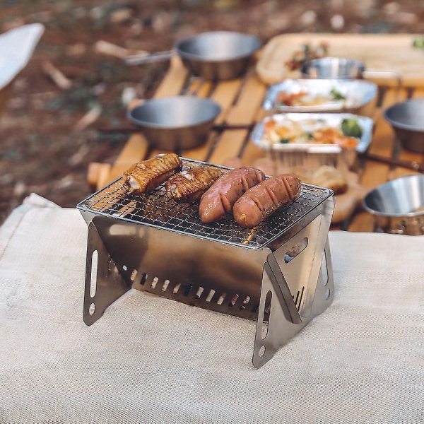 Utomhus camping vedspis Bärbar hopfällbar rostfritt stål vedspis