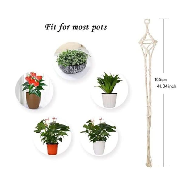 Sæt med 4 blomsterpotteplantholdere til indendørs og udendørs macrame planteholdere