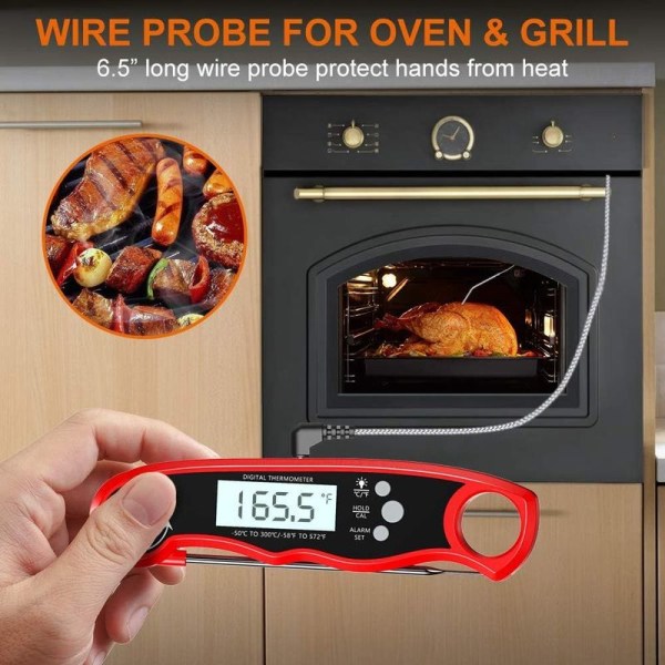 Kjøtttermometer grilltermometer, LCD digital steking