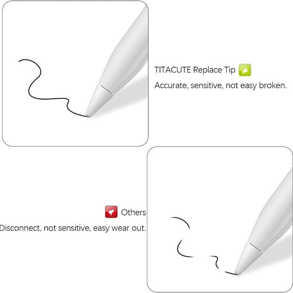 Kompatibel med Apple Pencil-spidser, pakke med 4, meget følsom iPencil-spids